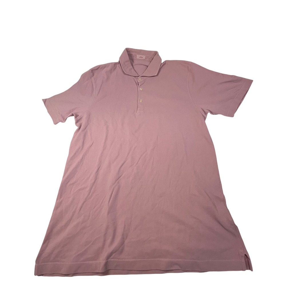 Altea Milano Mens Pink Cotton Pique Short Sleeve Polo Shirt Made in Turkey